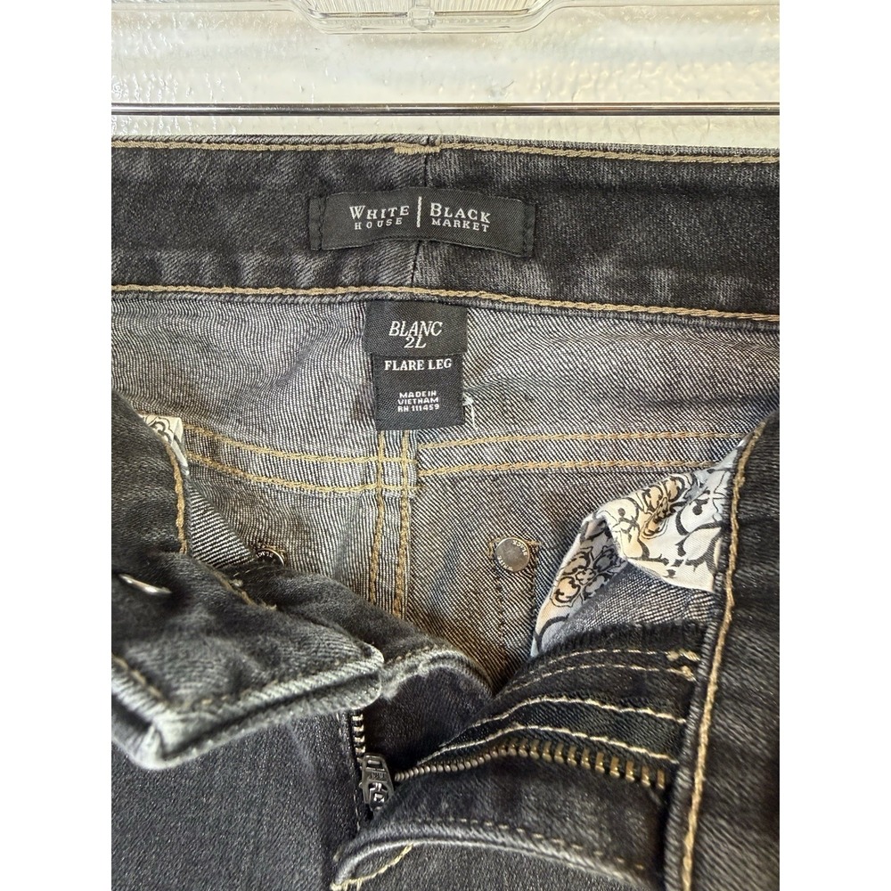 White House Black Market Womens Blanc Skinny Flare Jeans Sz 2L Black Stretch - Picture 7 of 8